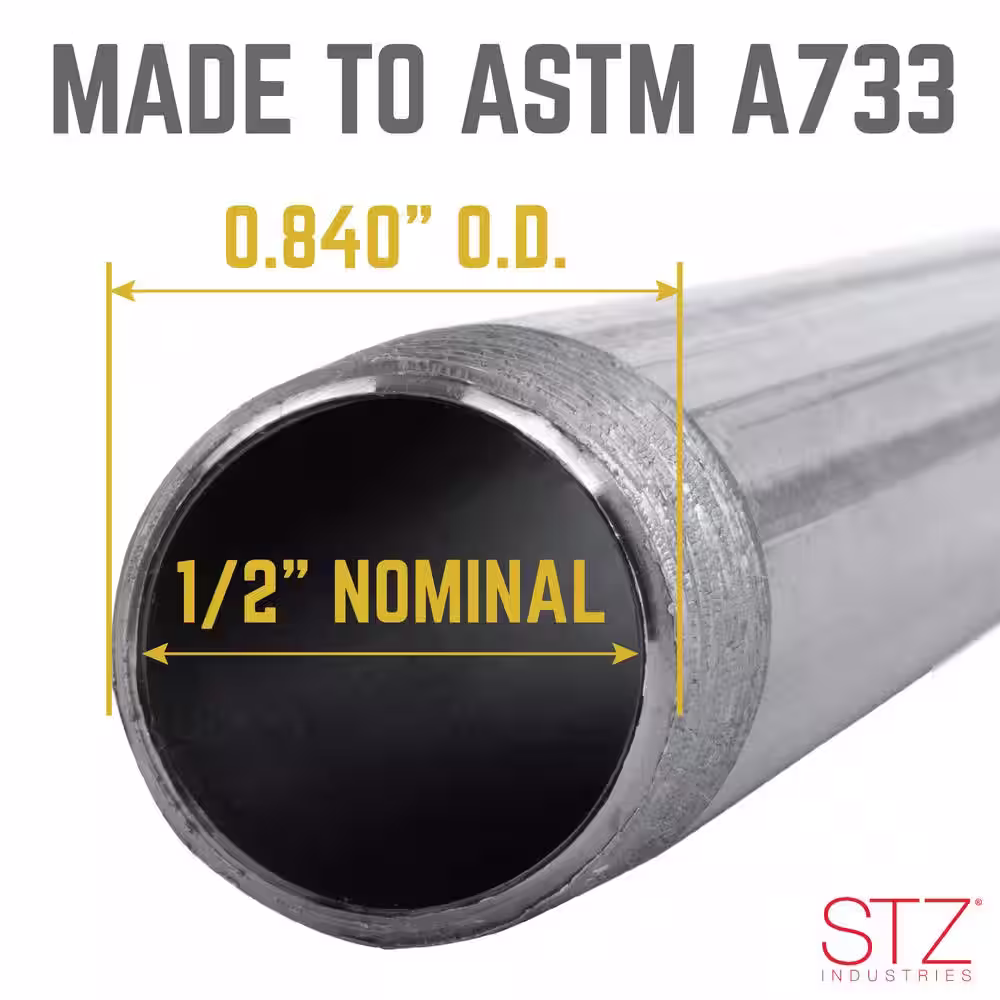 None 1/2 in. x 120 in. Black Steel 10 ft. Sch. 40 Pipe