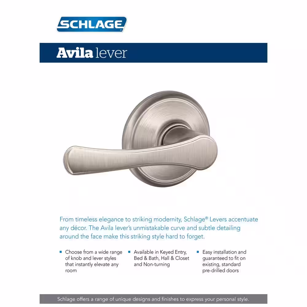 Schlage Avila Satin Nickel Passage Hall/Closet Door Handle