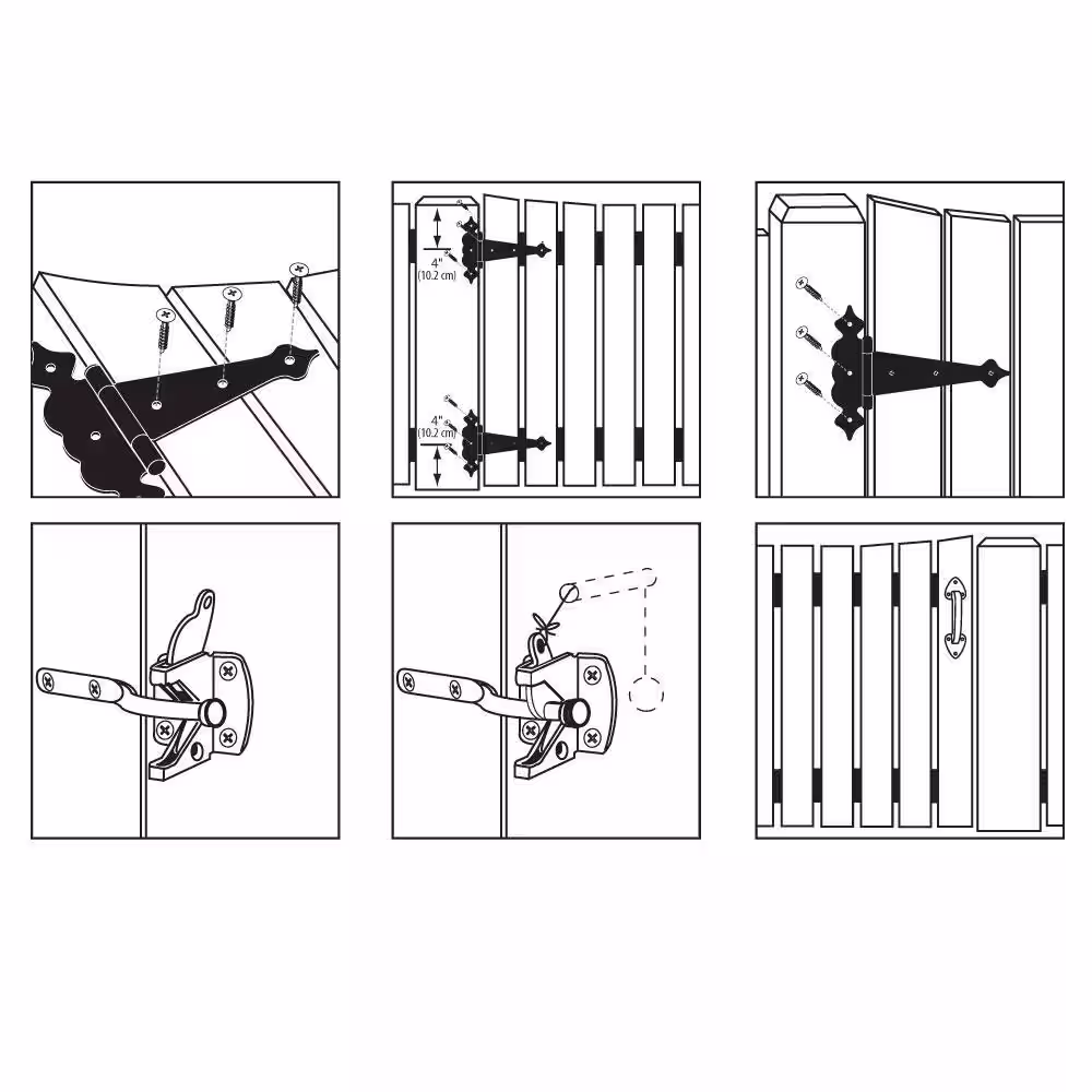 Everbilt Black Stainless Steel Decorative Gate Tee Hinge and Latch Set