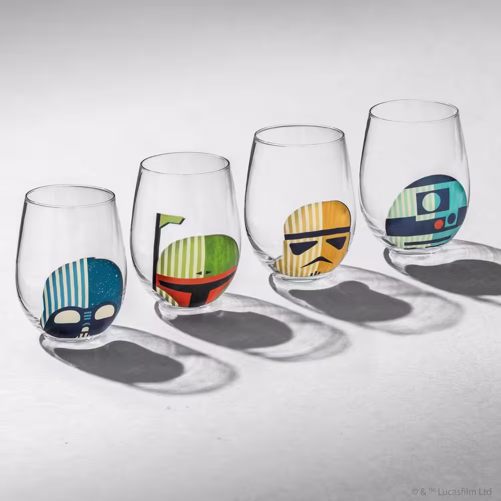 JoyJolt Star Wars Helmet Hues 19 oz. Stemless Drinking Glasses (Set of 4)