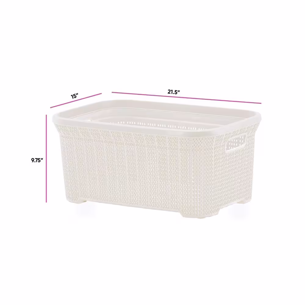 None Superior Cream 50 l Knit Laundry Basket with Indoor