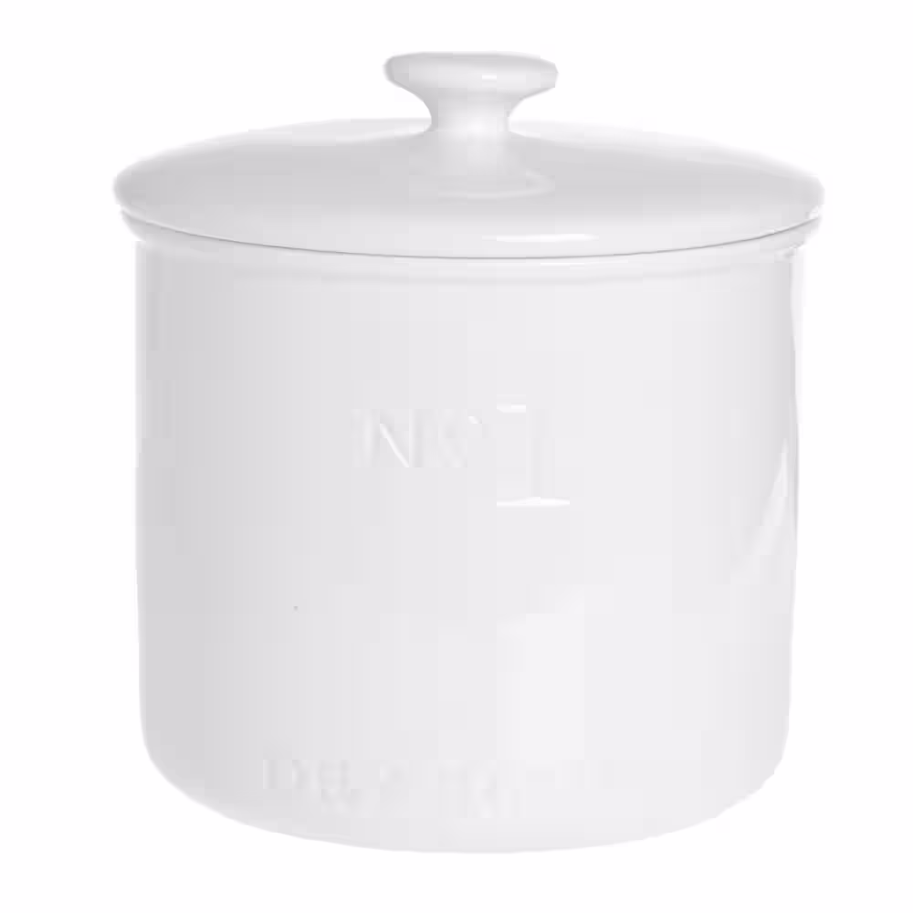 None Simply White 55 oz. Porcelain Small Dry Goods Canister With Air Tight Lid