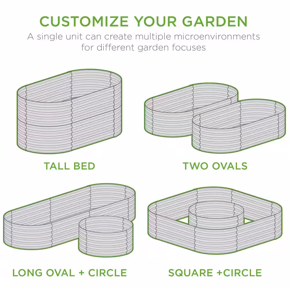 Best Choice Products 5.25 ft. x 2.7 ft. Oval Steel Raised Garden Bed, Customizable Outdoor Planter for Gardening, Plants in Silver