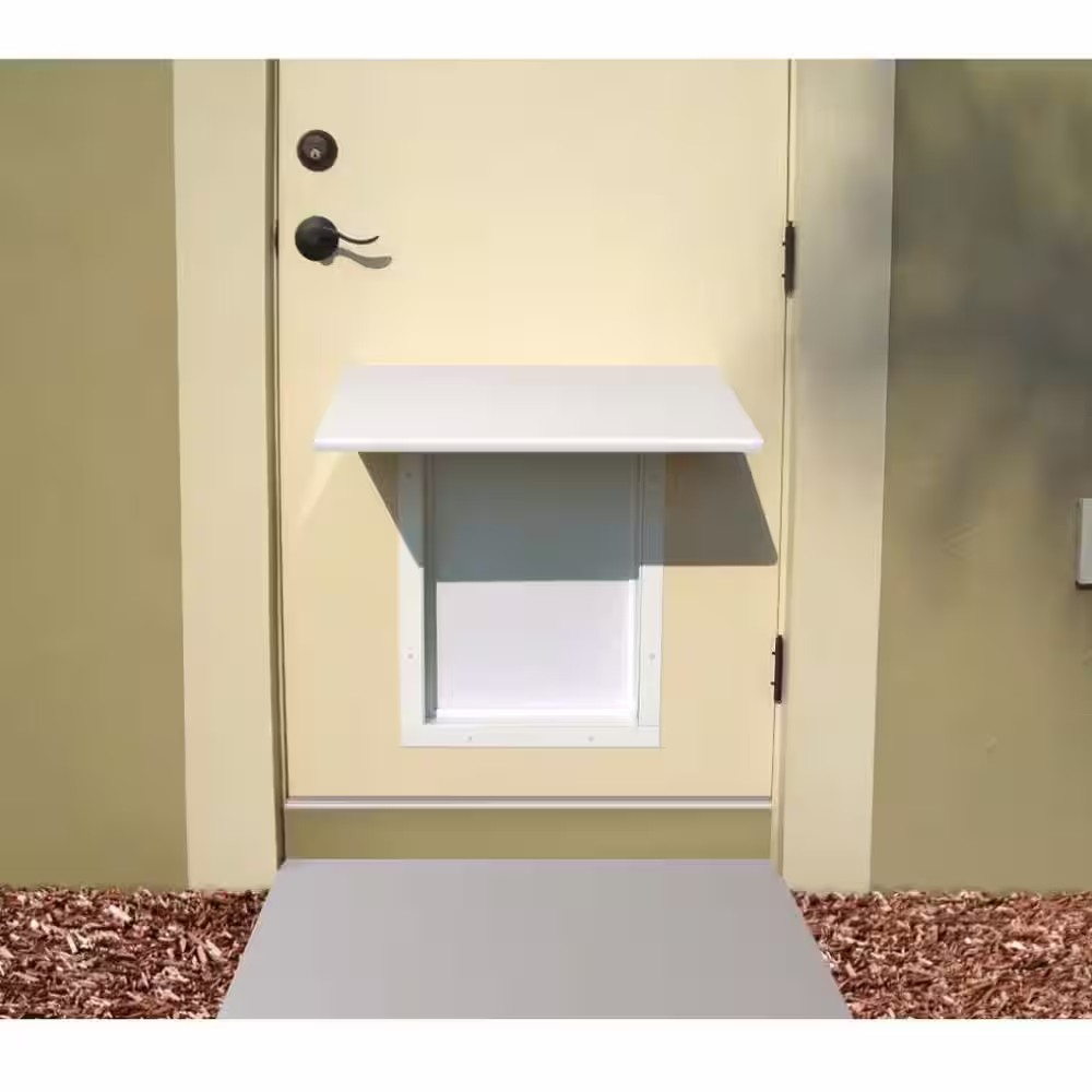PlexiDor Performance Pet Doors 12 in x 8 in. Plexidor Awning Small White Pet Door