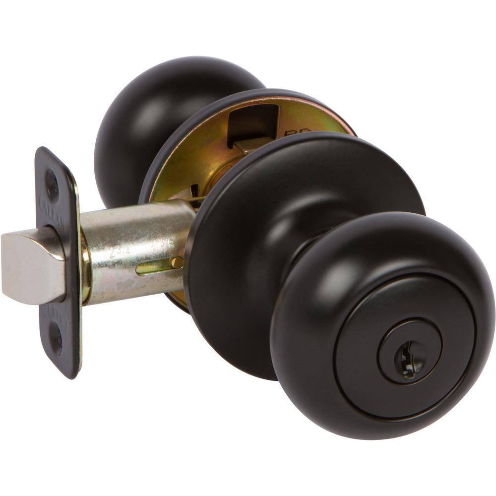 None Saxon Classic Round Black Knob Combo Pack with Single Deadbolt Keyed Alike