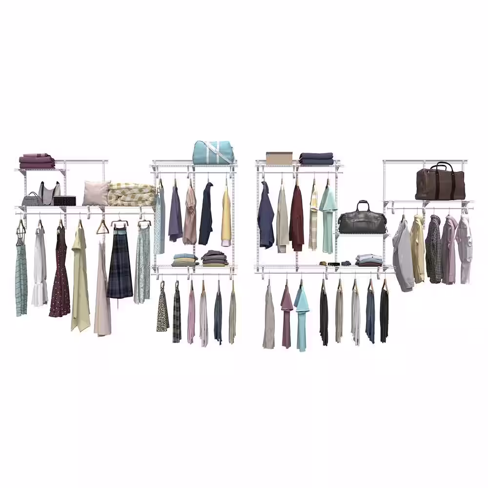 ClosetMaid Shelftrack 5-8 ft. Wide White Wire Adjustable Walk-In Closet System