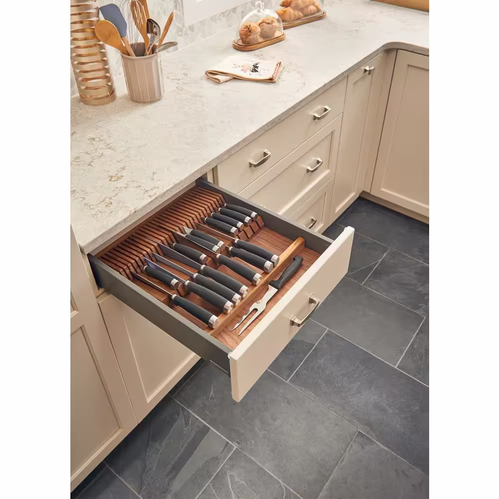 Rev-A-Shelf Double Knife Block Drawer Insert-Wood