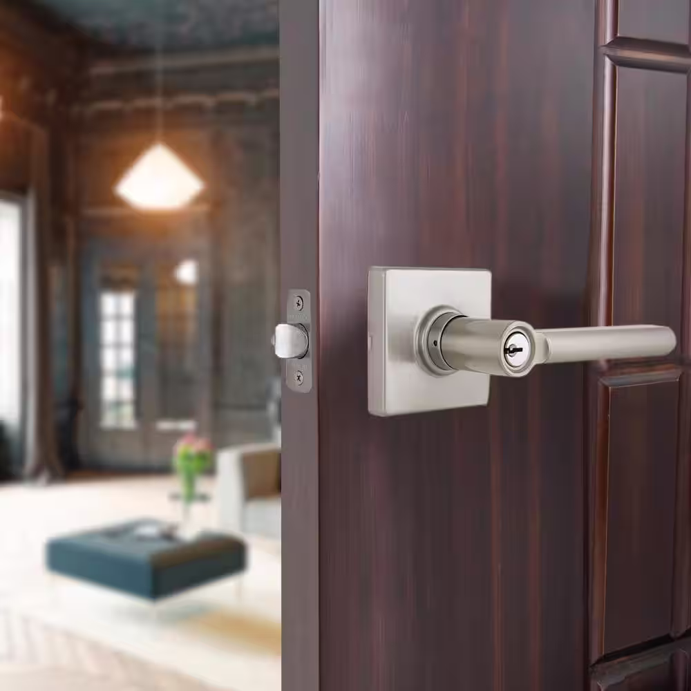 Defiant Tonebridge Satin Nickel Keyed Entry Door Lever with Square Rose