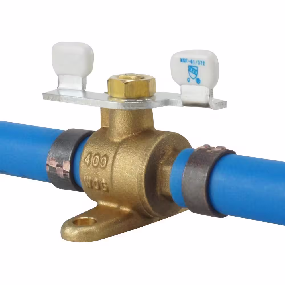 Apollo 1/2 in. Brass PEX-B Barb Ball Valve with Tee Handle and Mounting Pad