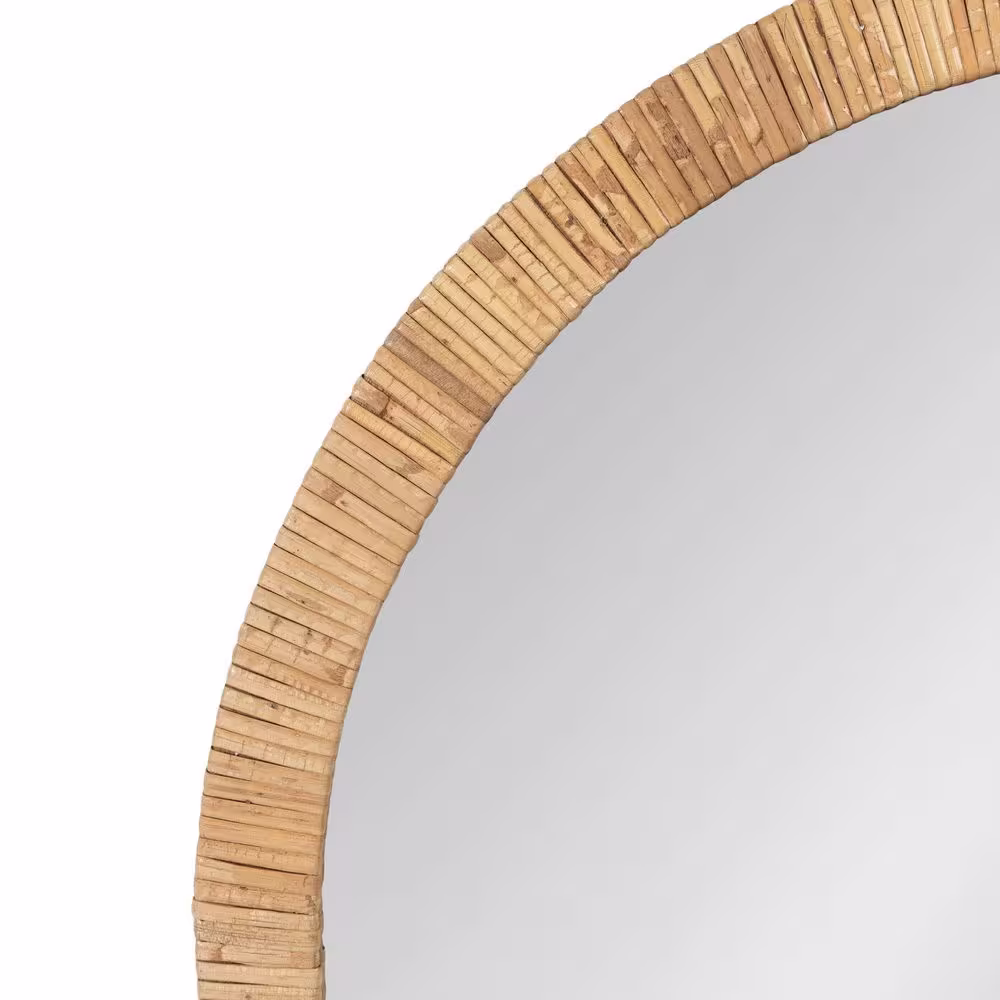 Kate and Laurel Rahfy 27.75 in. W x 27.75 in. H Round MDF Natural Wall Mirror