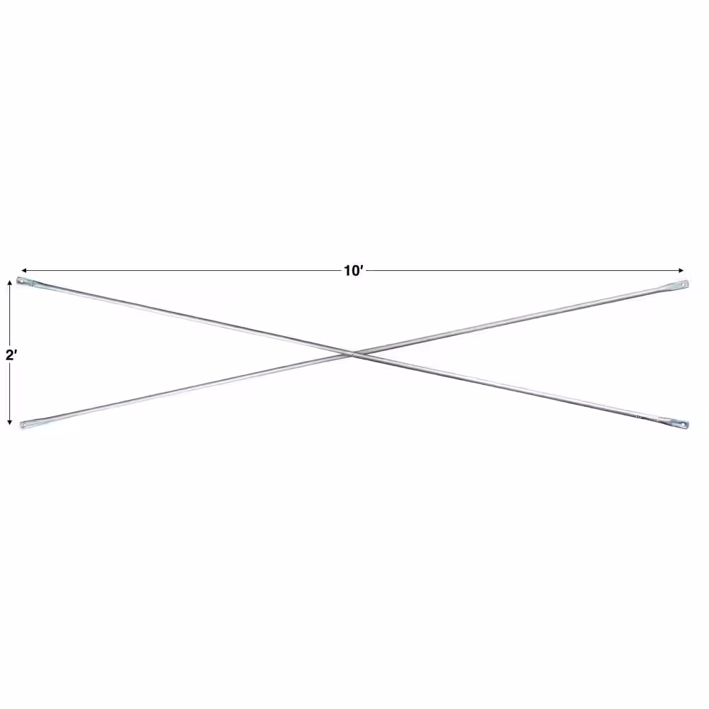 MetalTech 2 in. x 124.4 in. x 1 in. (Assembled) Galvanized Steel Cross Brace Stabilizer for Scaffolding Frames