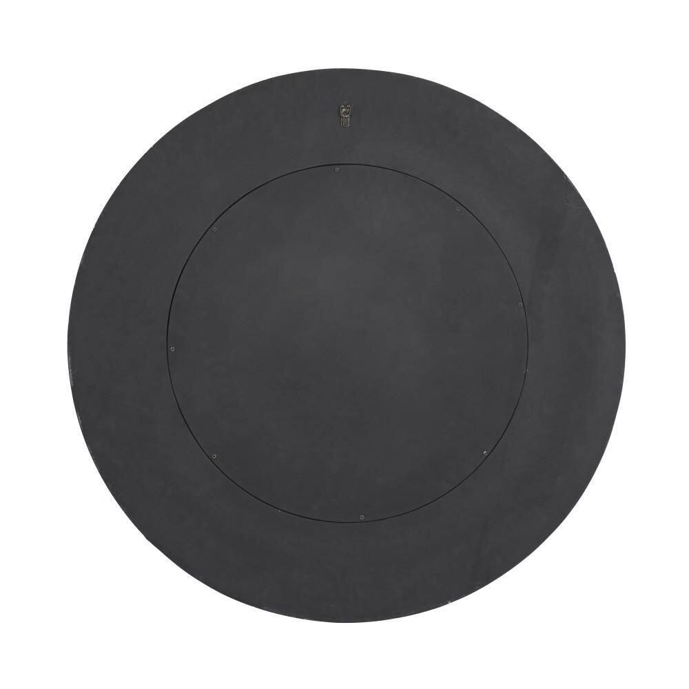 Litton Lane 39 in. x 39 in. Handmade Mosaic Round Framed Gray Wall Mirror