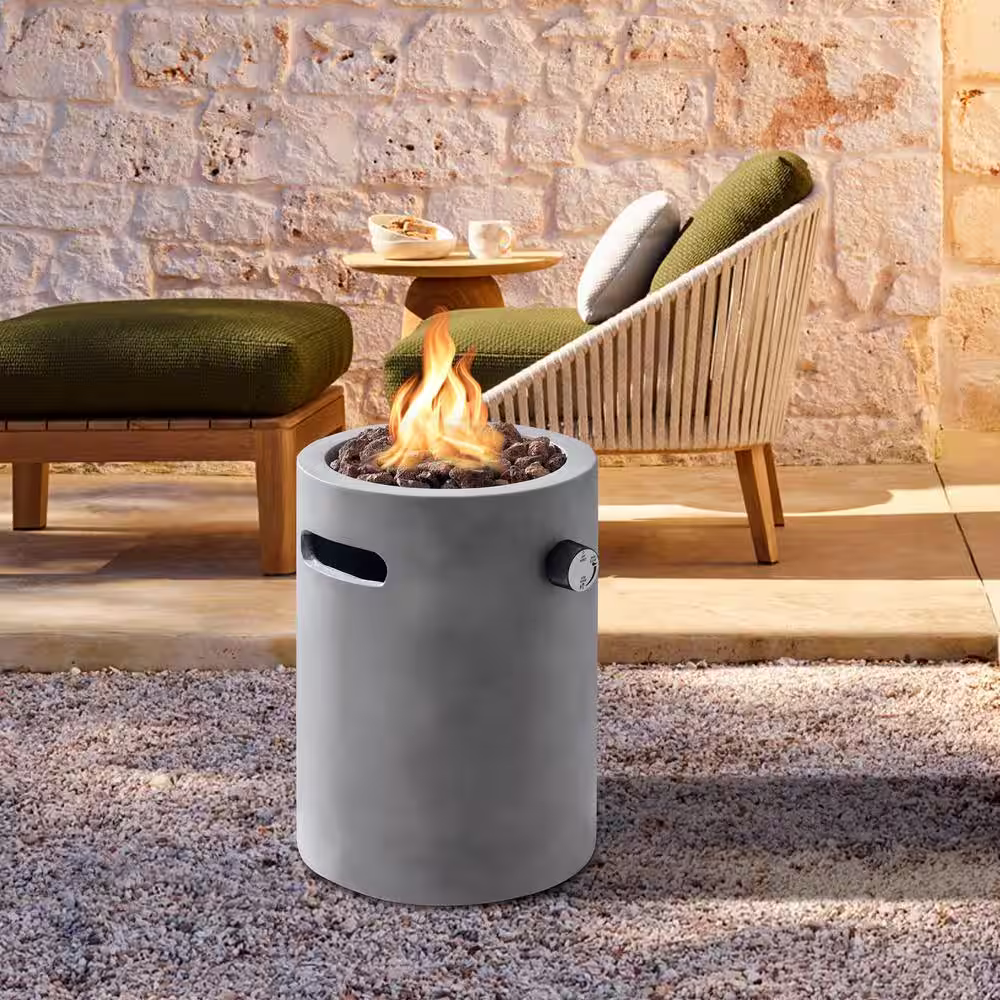 CASAINC 10 in. W x 14 in. H Outdoor Gas Fire Pit, Suitable for The Garden or Balcony in Gray