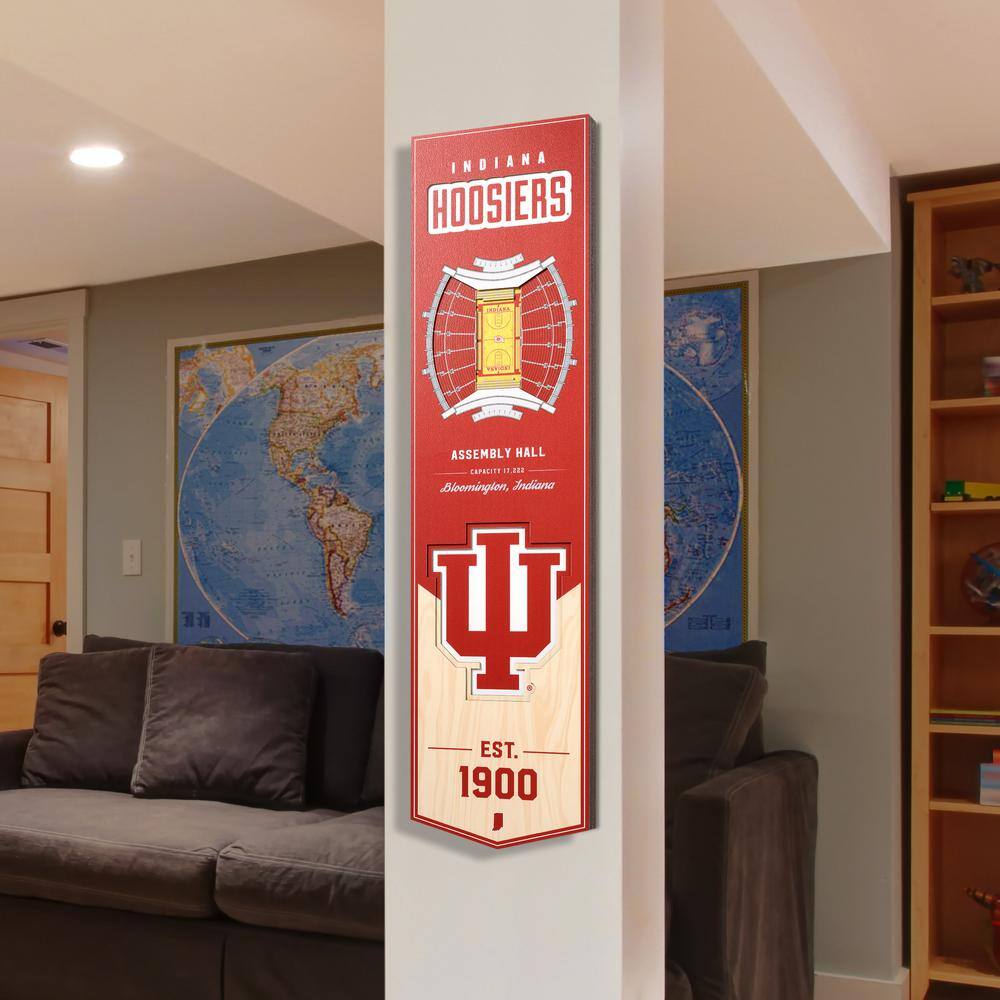 YouTheFan NCAA Indiana Hoosiers Wooden 8 x 32 3D Stadium Banner Decorative Sign -Assembly Hall