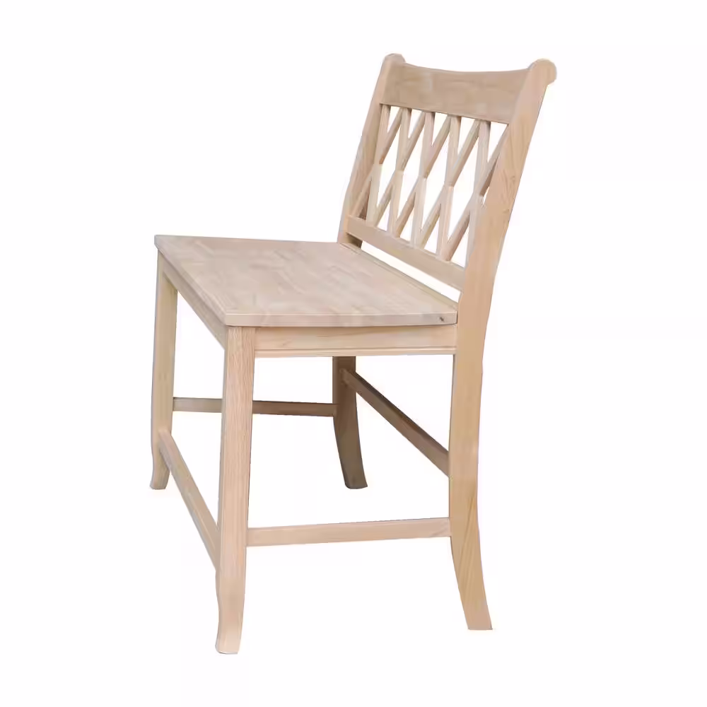 International Concepts Unfinished Solid Wood 42 in. W Double X Back Counter Height Bench