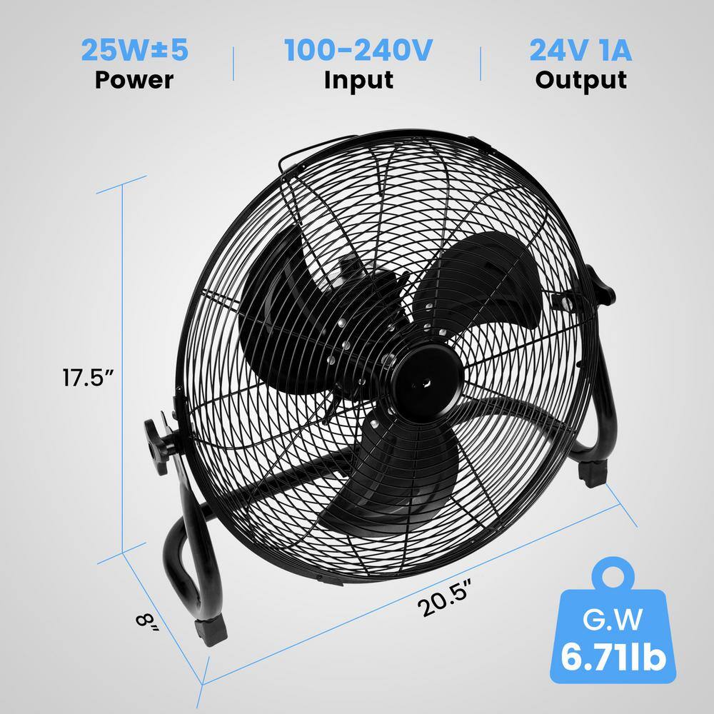 Aoibox 16 in. High Velocity Industrial Heavy Duty Metal Floor Fan with 360-Degree Tilt, for Outdoor/Indoor Use
