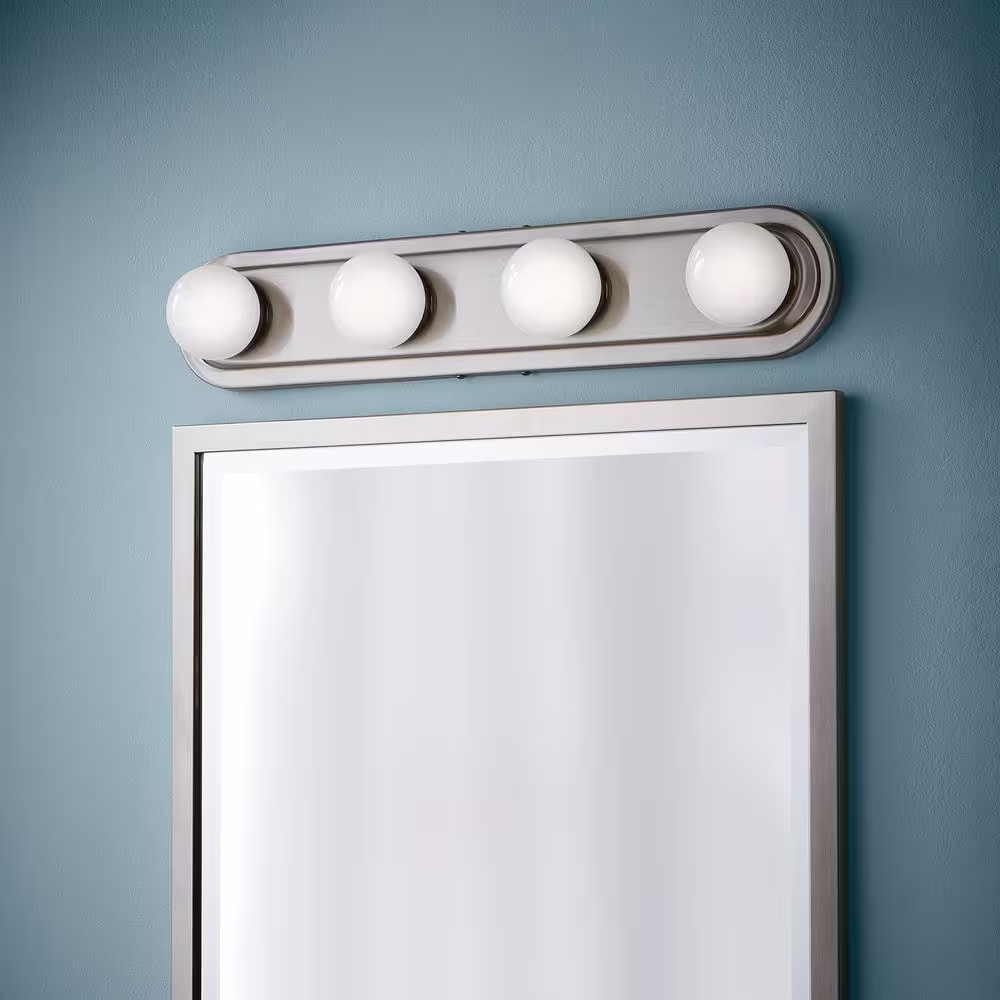 Hampton Bay Midford 160-Watt Equivalent 4-Light Brushed Nickel Integrated LED Hollywood Vanity Light