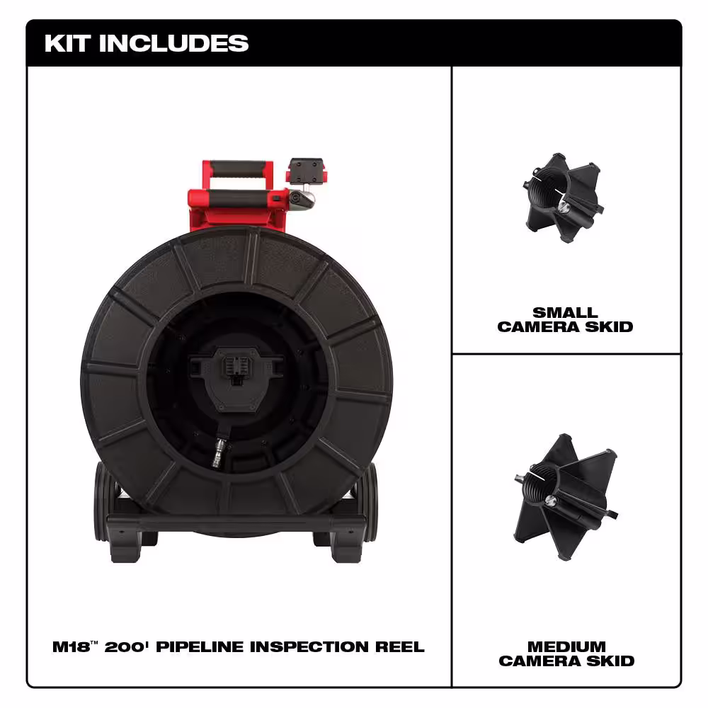 Milwaukee M18 18-Volt Lithium-Ion Cordless 200 ft. Pipeline Inspection System Image Reel (Tool-Only)