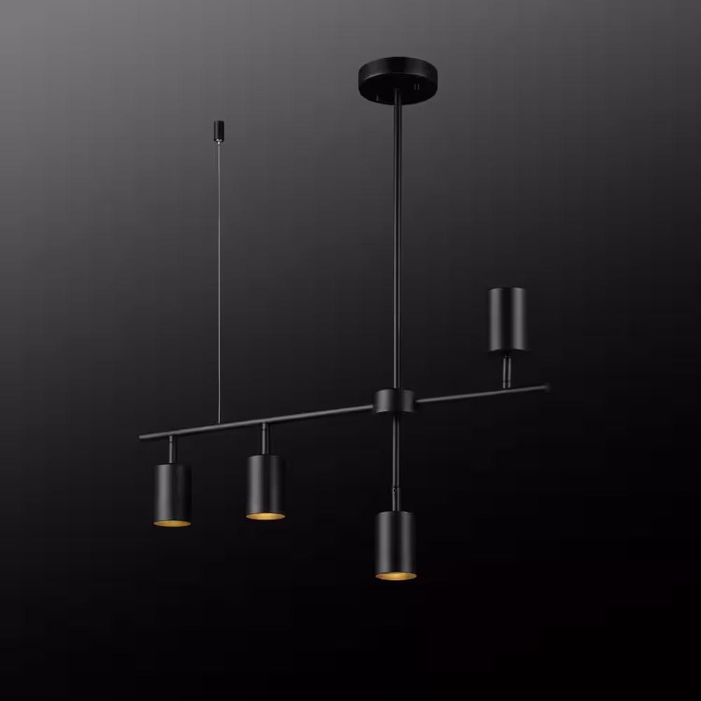 Globe Electric 2.3 ft. Matte Black Adjustable Height Hard Wired Track Lighting Kit with Pivoting Shades, Step Heads