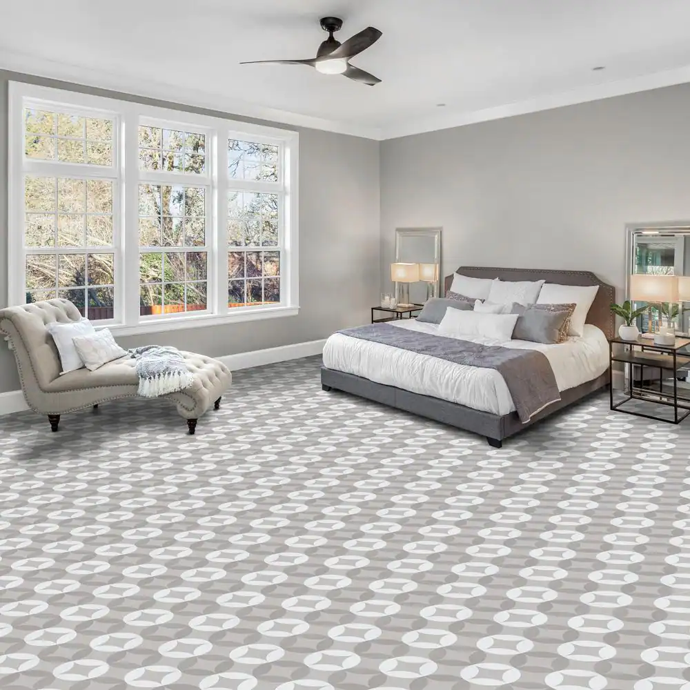 ACHIM Retro 12 in. W x 12 in. L Mod Diamond Grey/White Peel and Stick Vinyl Tile Flooring (20 sq. ft./case)