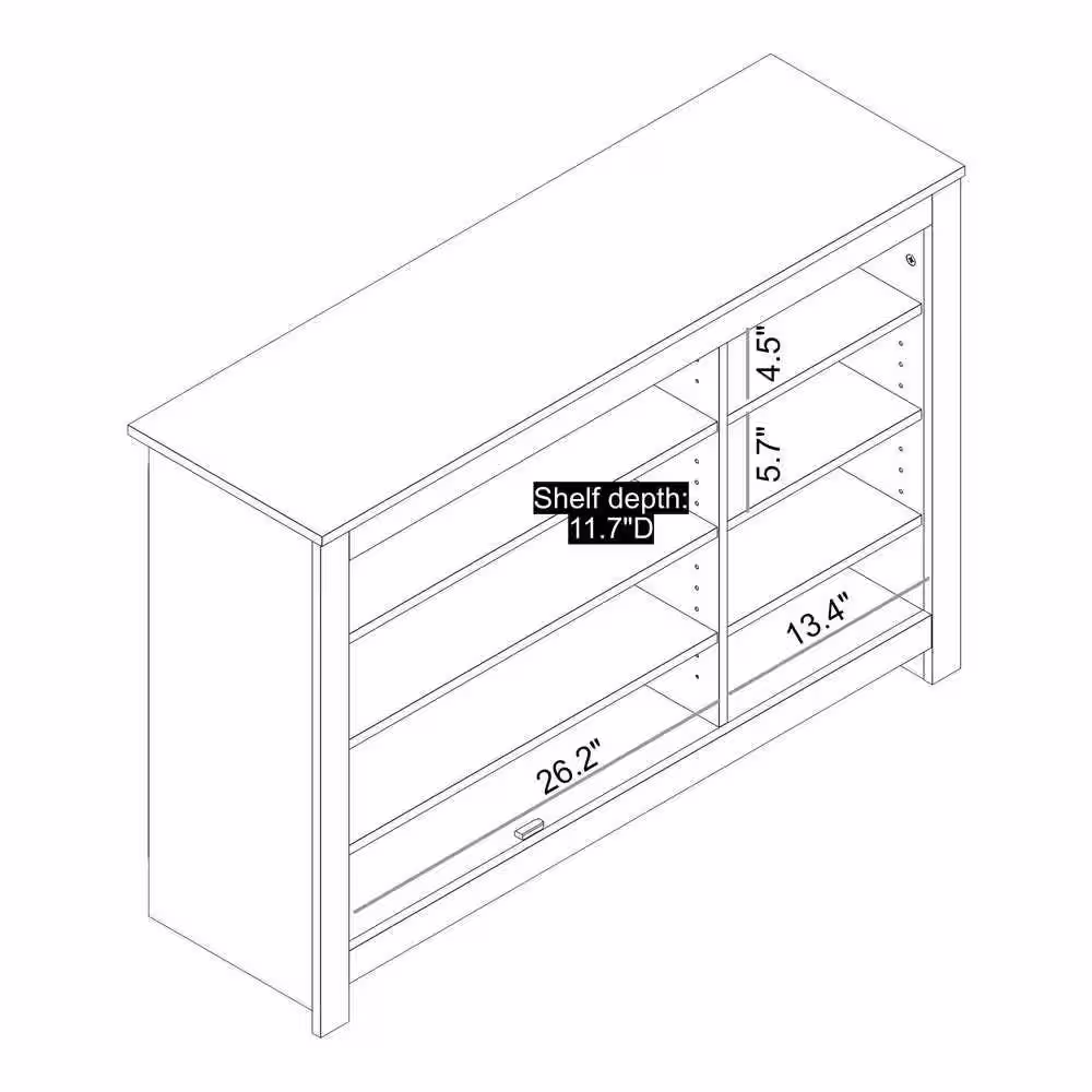 GALANO Heron 30 in. H X 44.4 in. W Ivory with Knotty Oak 3 Door Shoe Cabinet