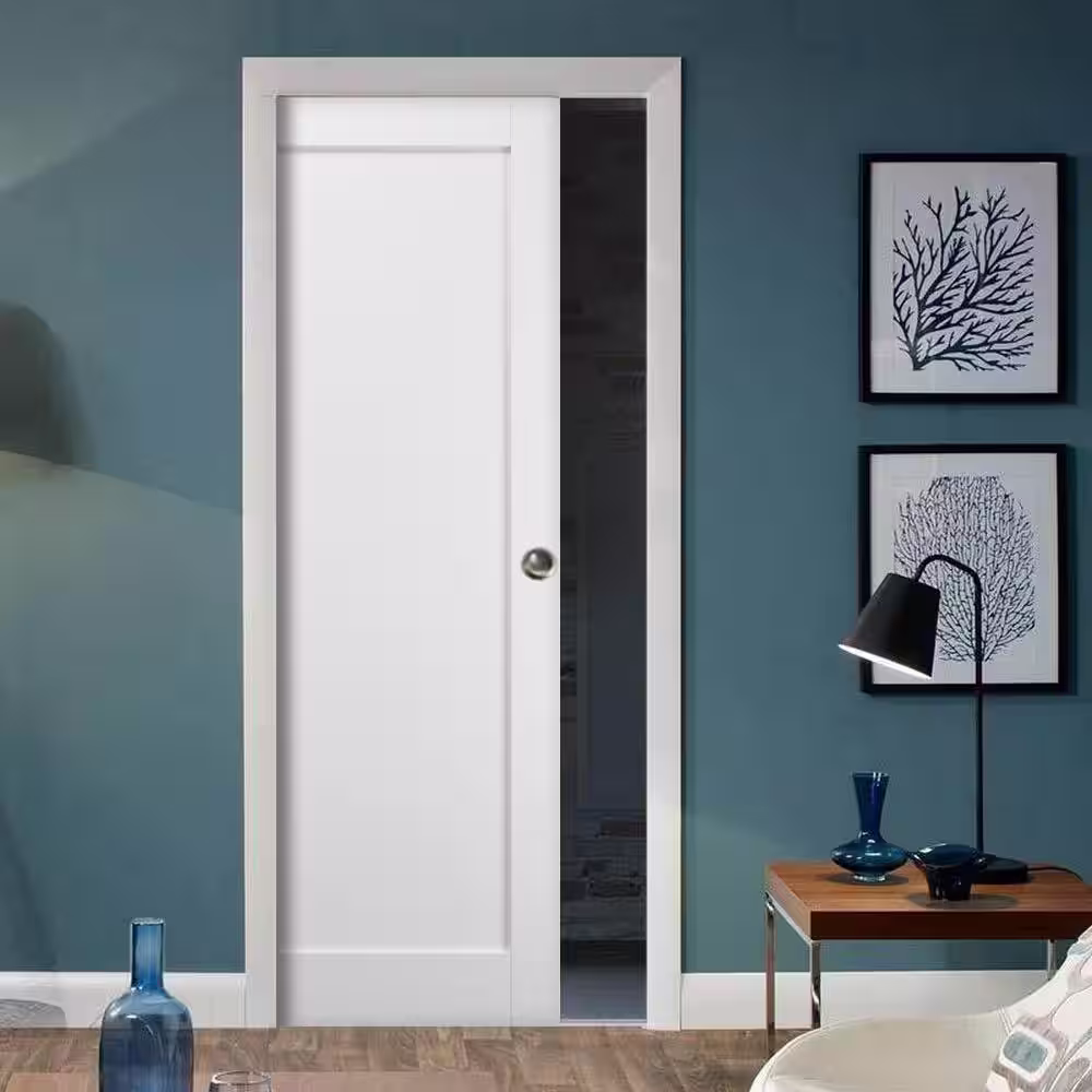 Sartodoors 4111 42 in. x 84 in. 1 Panel No Bore Solid MDF Core White Finished Pine Wood Interior Door Slab
