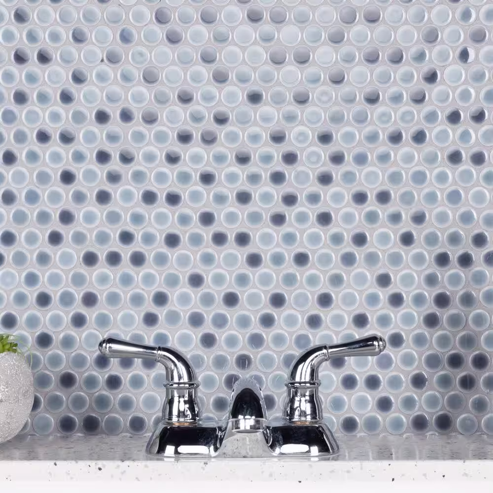 Merola Tile Hudson Penny Round Stillwater 12 in. x 12-5/8 in. Porcelain Mosaic Tile (10.7 sq. ft./Case)