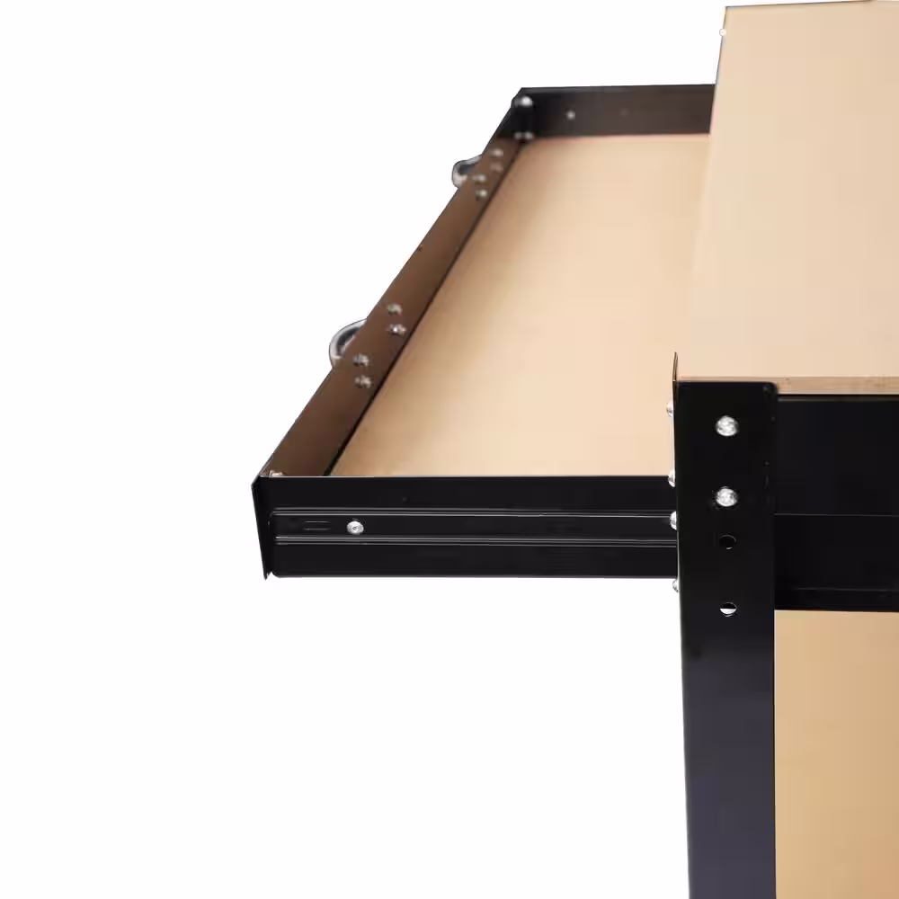 None 48 in. x 24 in. x 63 in. Steel Workbench with 2-Drawer and Peg Board in Black