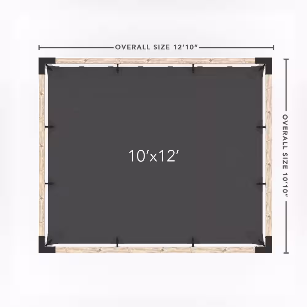 TOJA GRID 10 ft. L x 12 ft. W Pergola Kit with 4x4 KNECT Post Wall and Crimson Shade Sail, 4x4 Wood Posts