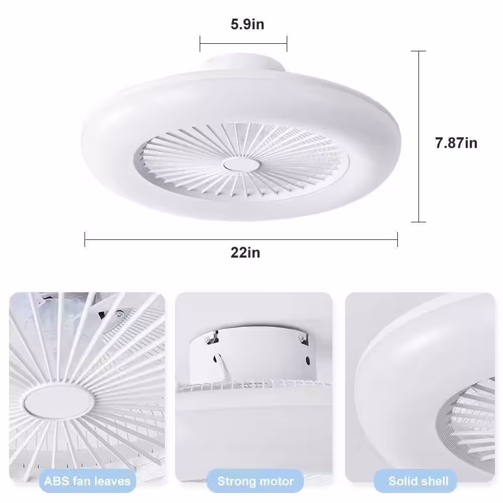 Yardreeze 22 in. LED Indoor/Outdoor Covered White Ceiling Fan with Light Kit and Remote Control