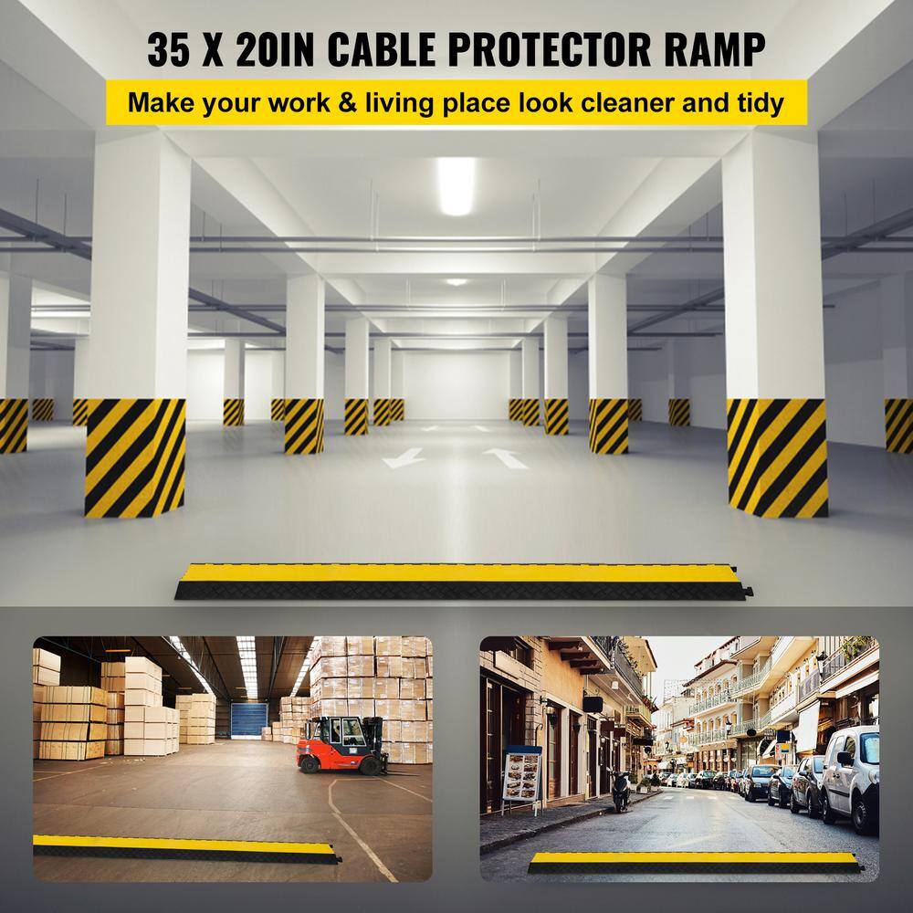 VEVOR 35 in. x 20 in. x 2 in. Clamshell Cable Organizer 5-Channel Speed Bump 88,184 lbs. Load Cable Protectors Ramps, 1-Pack