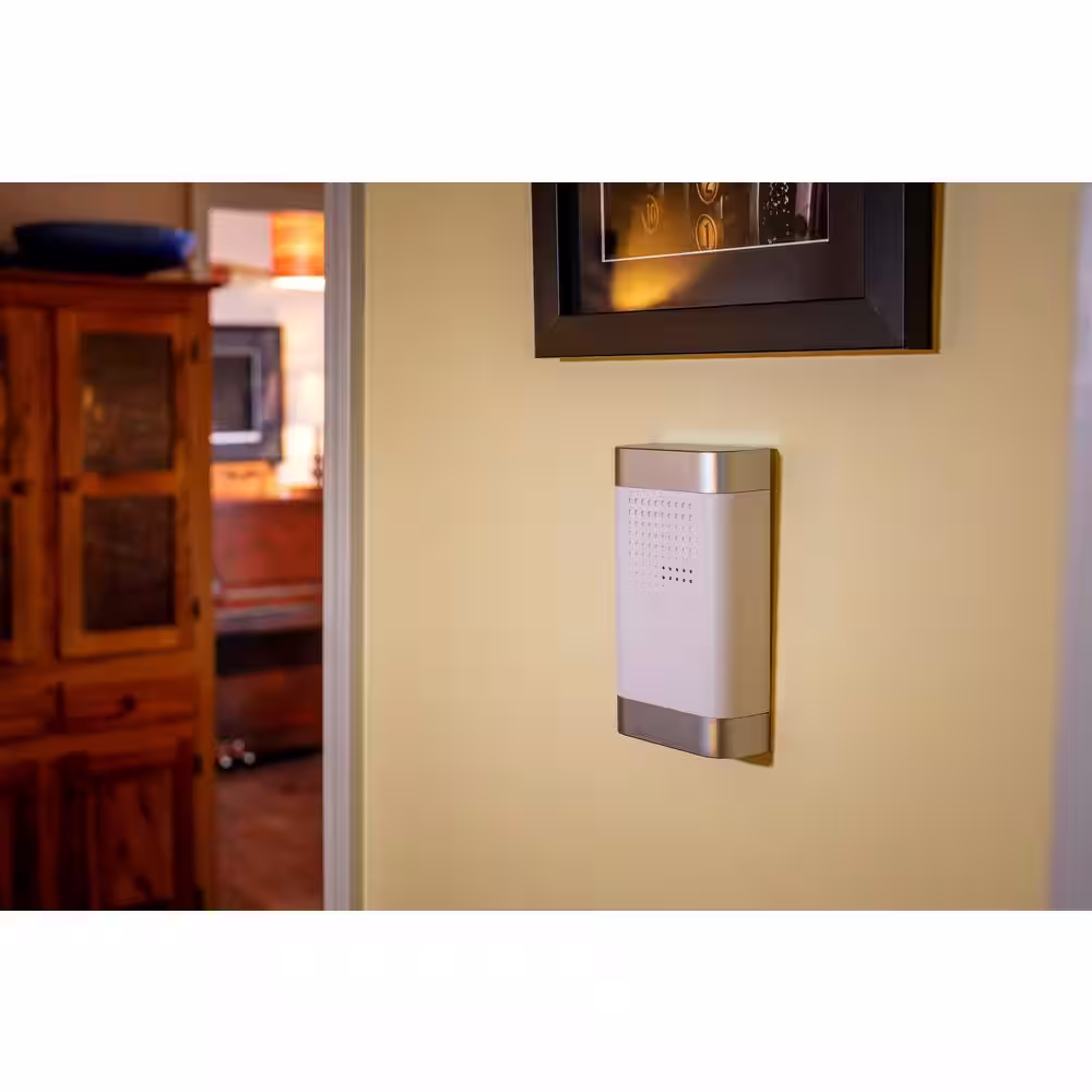 Defiant Wireless Battery Operated Doorbell Kit with Wireless Push Button, White and Nickel