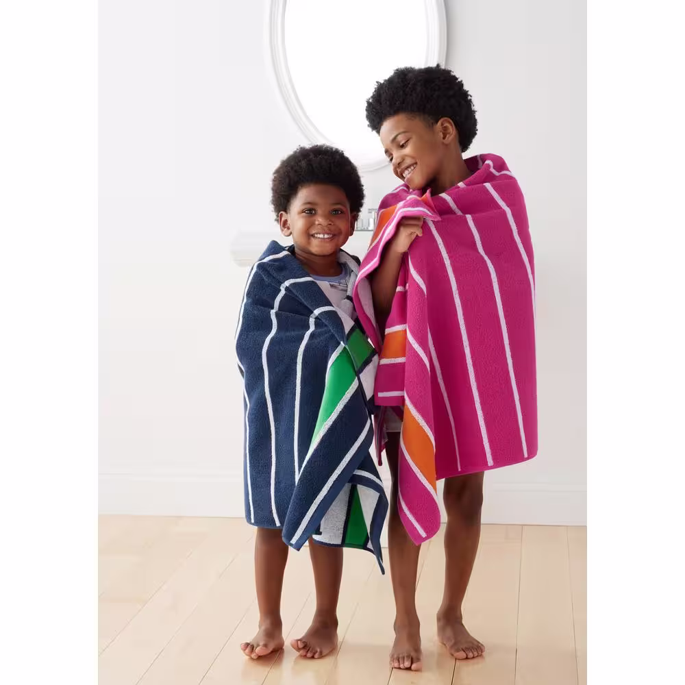 The Company Store Company Kids Rugby Stripe Cotton Bath Towel