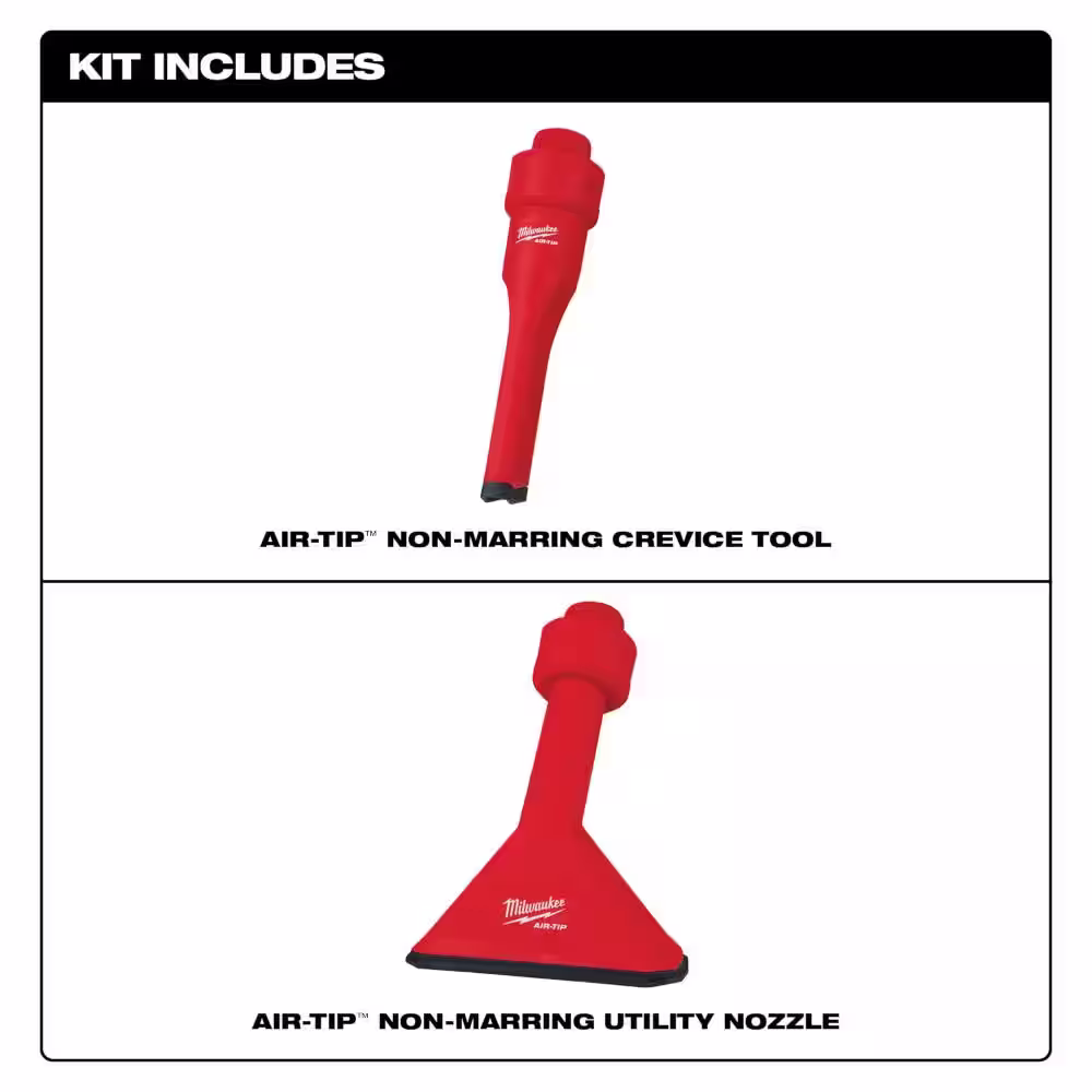 Milwaukee AIR-TIP 1-1/4 in. - 2-1/2 in. Non-Marring Crevice Tool and Utility Nozzle Kit For Wet/Dry Shop Vacuums (2-Piece)