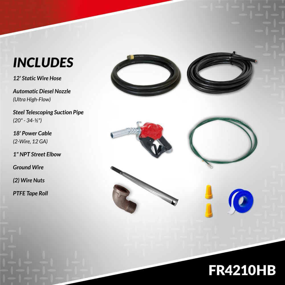 FILL-RITE 12V 20 GPM 1/4 HP Fuel Transfer Pump (Auto Nozzle Package)