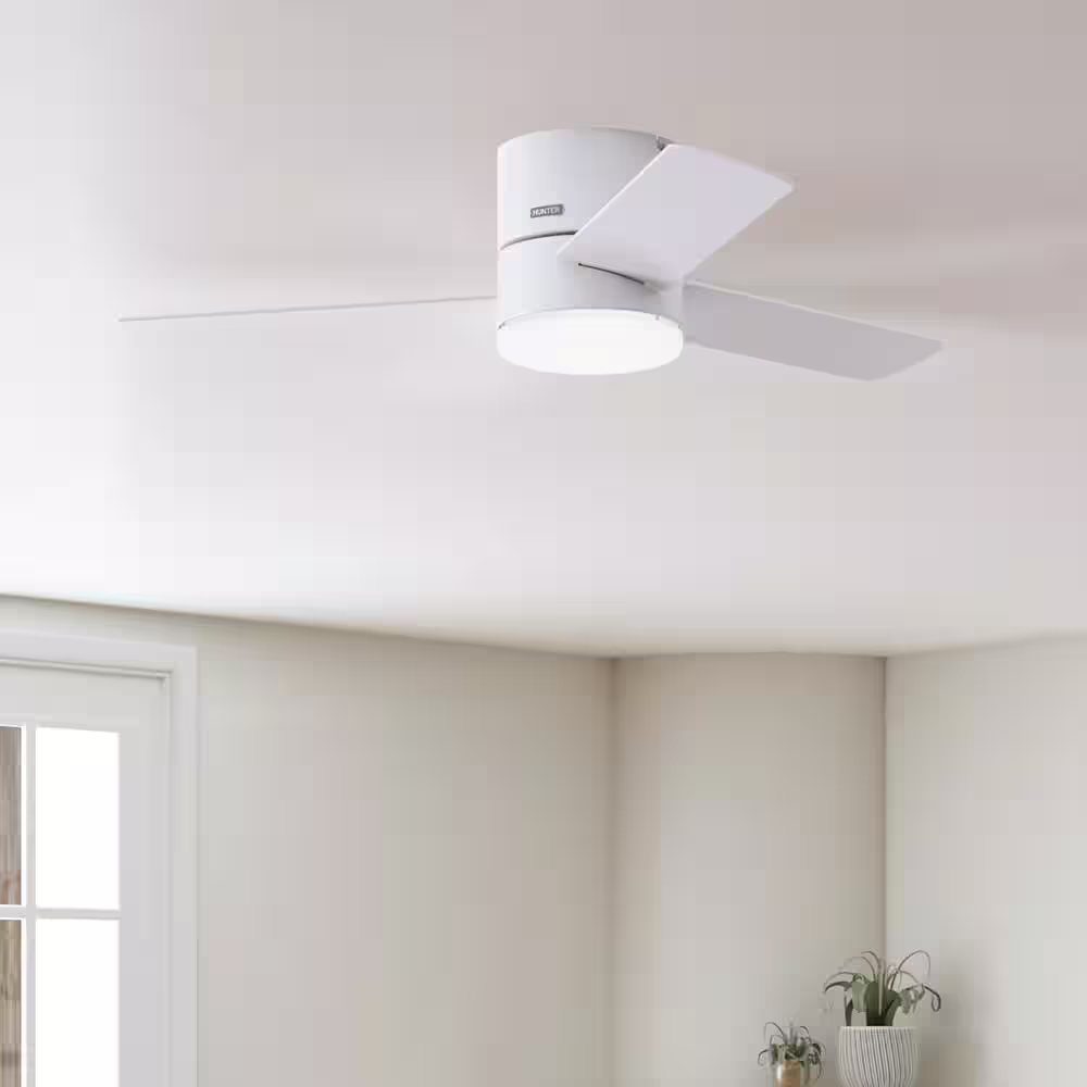 Hunter Minimus 52 in. Integrated LED Indoor Fresh White Ceiling Fan with Remote and Light Kit