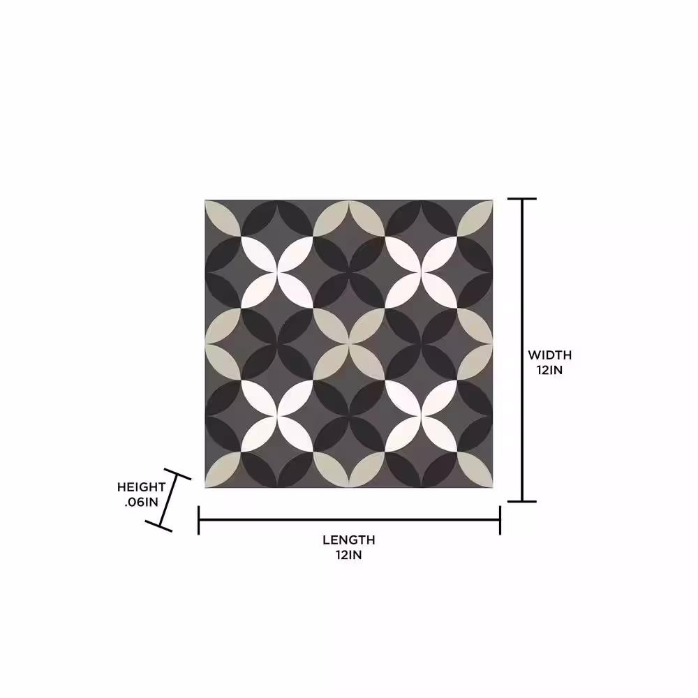 FloorPops Arbor 12 in. W x 12 in. L Black Peel & Stick Vinyl Tile Flooring (20 sq. ft./case)