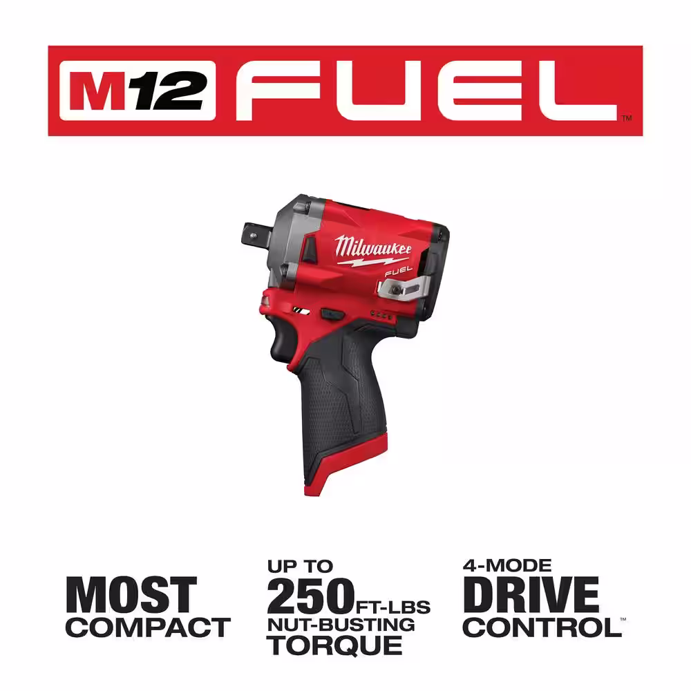 Milwaukee M12 FUEL One-Key 12-Volt Lithium-Ion Brushless Cordless 1/2 in. Digital Torque Wrench and 1/2 in. Impact Wrench (2-Tool)