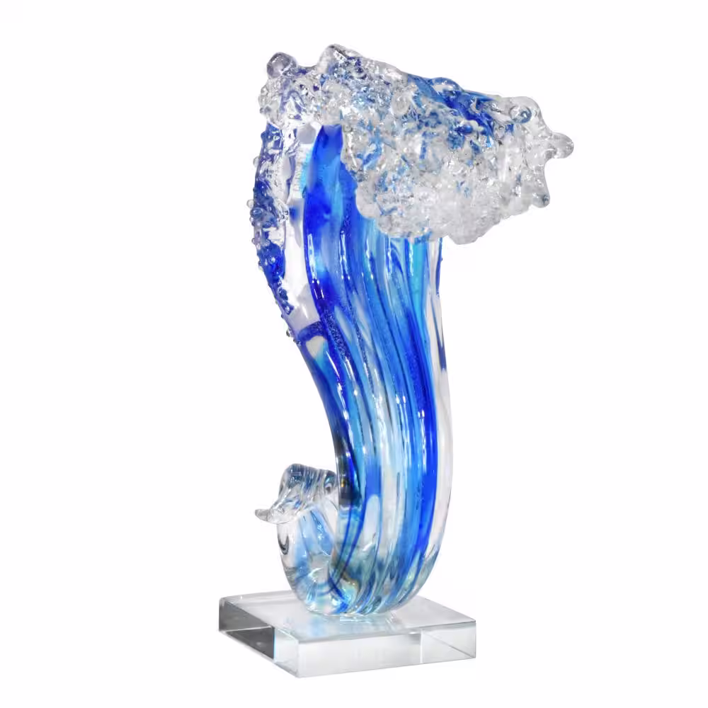 Dale Tiffany 11.5 in. Pacific Wave Handcrafted Art Irregular Glass Sculpture