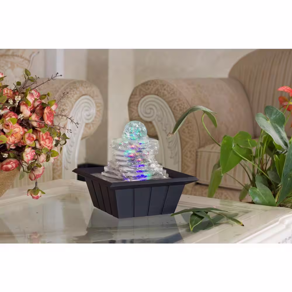 ORE International 8 in. Spiral Ice Table Fountain with Multi-Lights