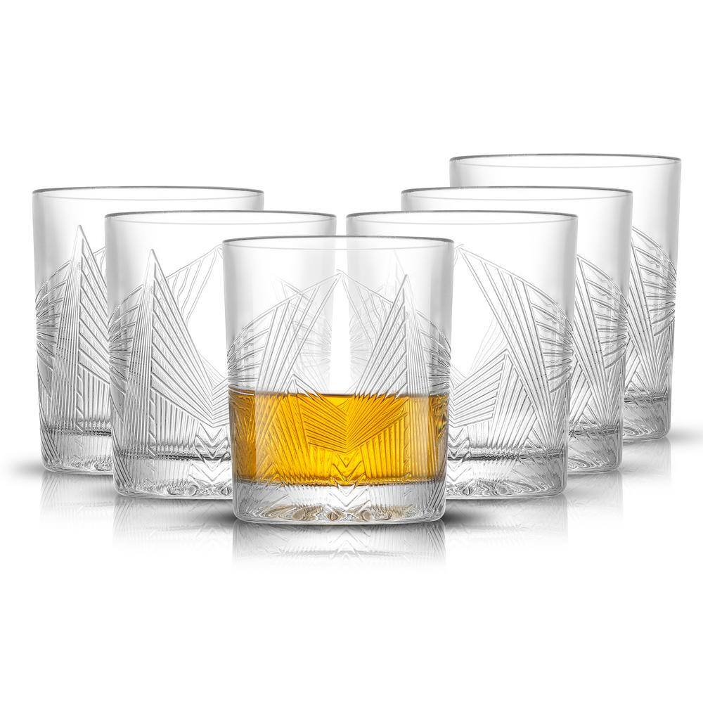 JoyJolt Gatsby Art Deco 10 oz. Double Old Fashioned Whiskey Glasses (Set of 6)