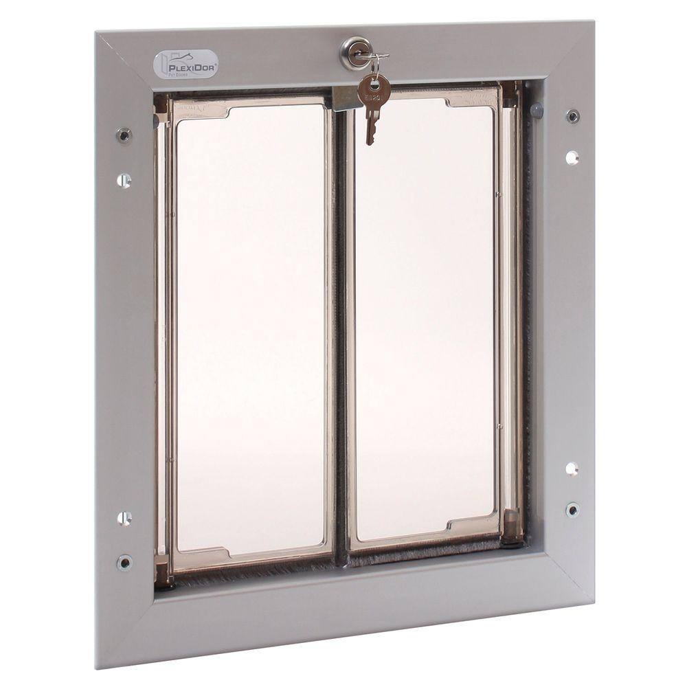 PlexiDor Performance Pet Doors 9 in. x 12 in. Wall Mount Silver Medium Dog Door