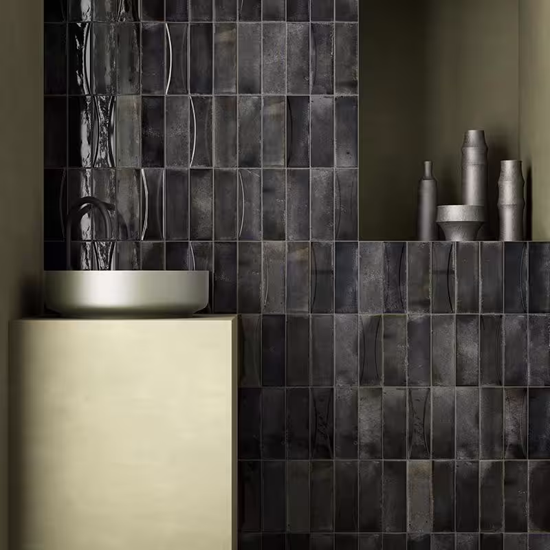 Apollo Tile Antiek Black 2.58 in. x 7.9 in. Glossy Ceramic Subway Deco Wall Tile (5.38 sq. ft./case) (38-pack)
