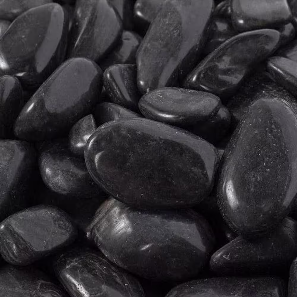 Rain Forest 1 in. to 2 in., 20 lb. Medium Black Super Polished Pebbles