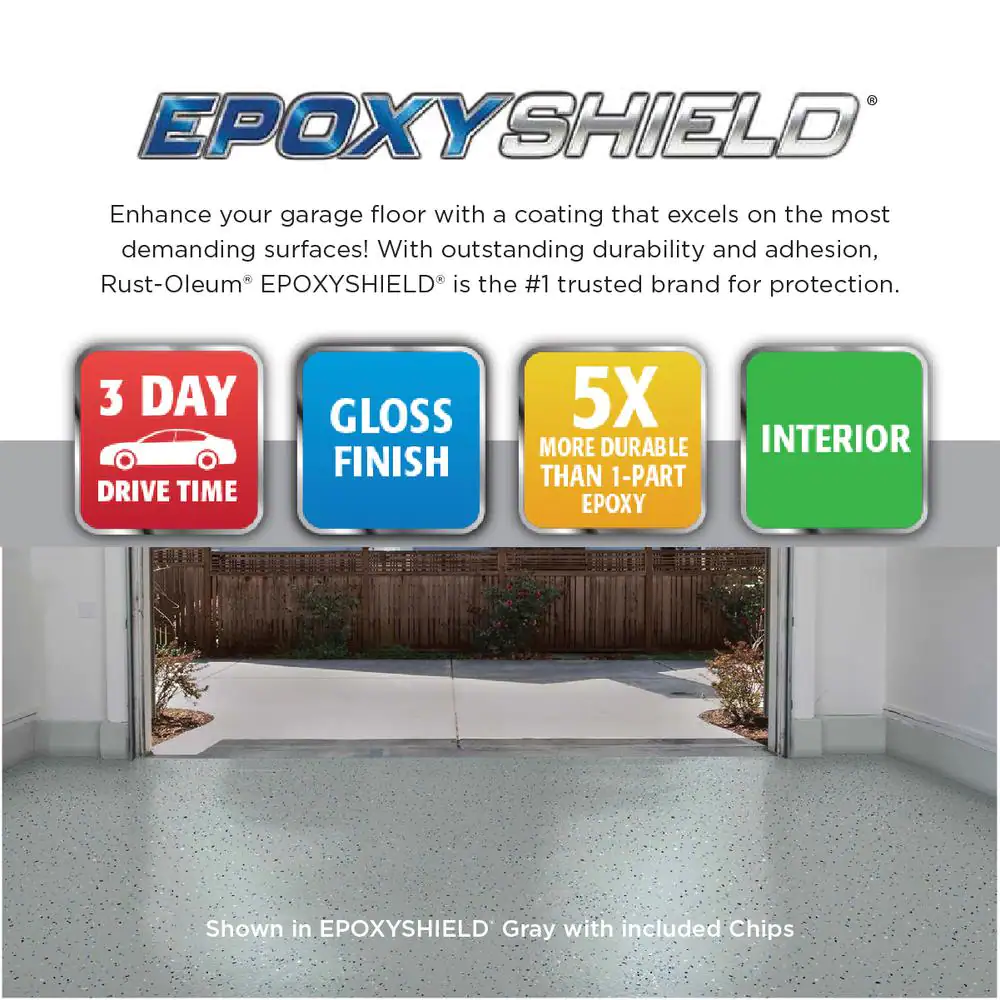 Rust-Oleum EpoxyShield 90 oz. Clear High-Gloss 2-Part Epoxy Interior Low VOC Premium Concrete Garage Floor Paint Top Coat Kit