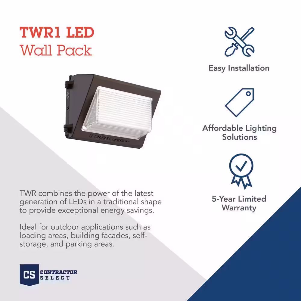 Lithonia Lighting Contractor Select TWR1 250-Watt Equivalent Integrated LED Dark Bronze Wall Pack Light, Adjustable Lumens and CCT