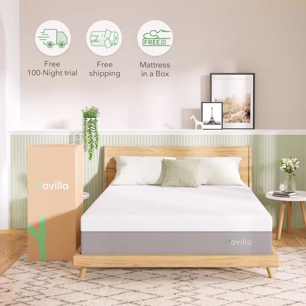 Novilla Queen Medium Gel Memory Foam 12 in. Mattress Bed-in-a-Box Mattresses, Oeko-Tex Standard 100 Certification