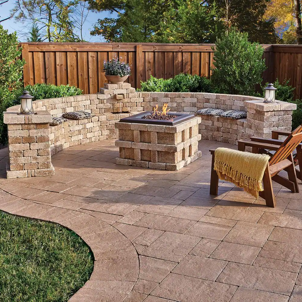 Pavestone Rumblestone 174.5 in. W x 31.5 in. H x 105.75 in. L Large Curved Concrete Bench Kit in Greystone