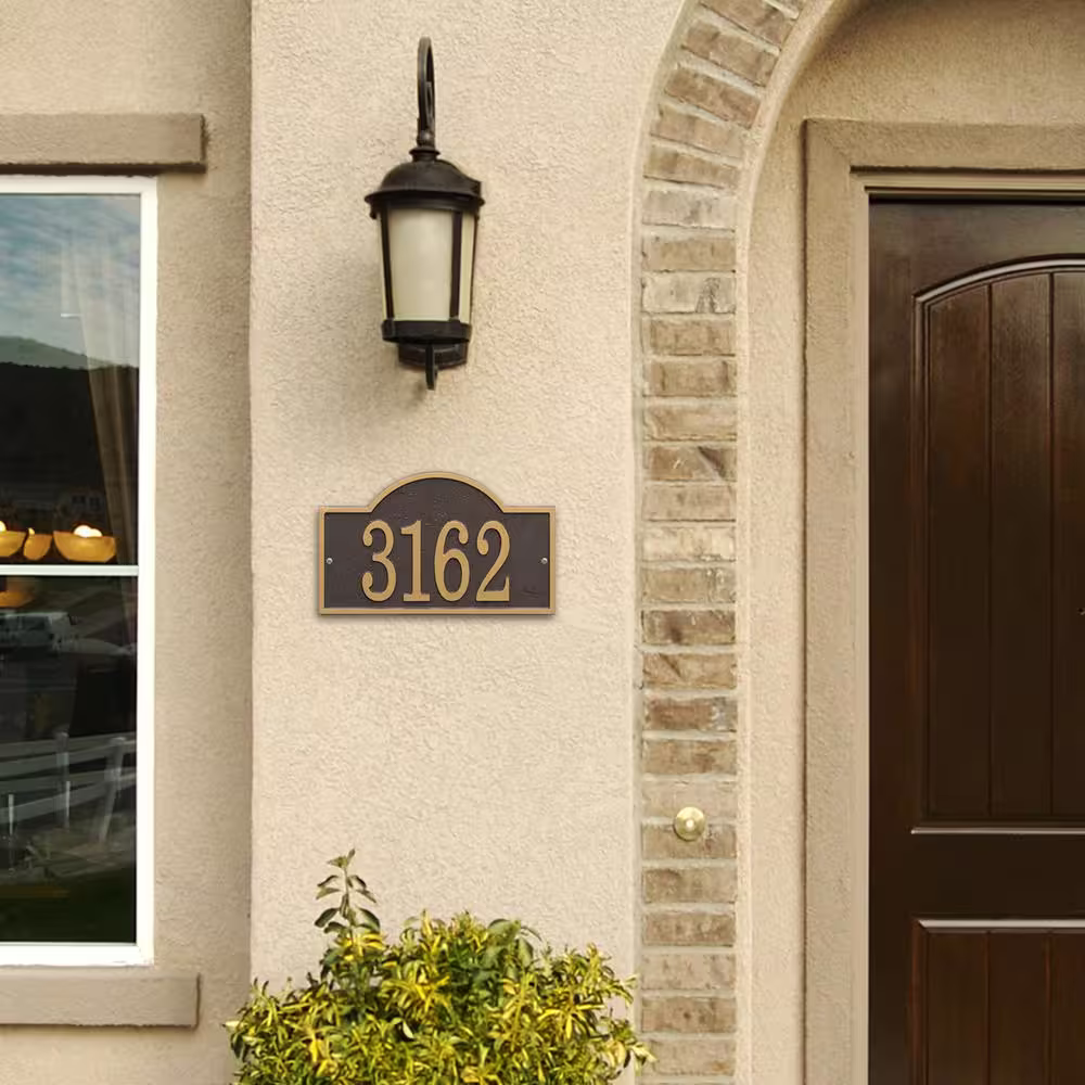 Whitehall Products Fast and Easy Arch House Number Plaque, Bronze/Gold