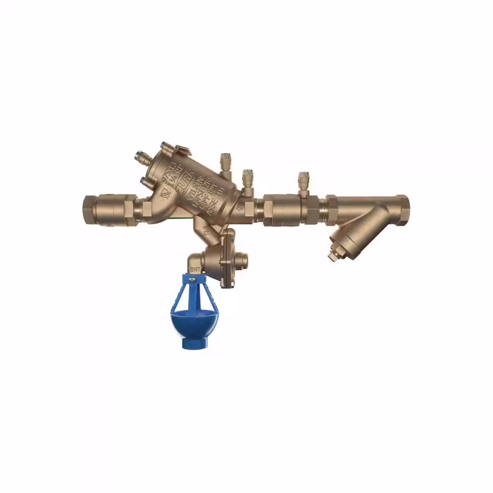 Wilkins 1-1/4 in. 975XL3 Reduced Pressure Principle Backflow Preventer with Model SXL Lead-Free Wye Type Strainer and Air Gap